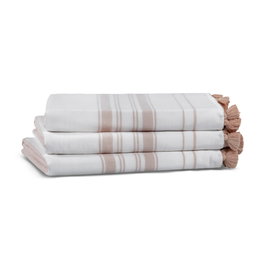 Mijölnir Toalla de baño One Side Striped - Blanco y marrón